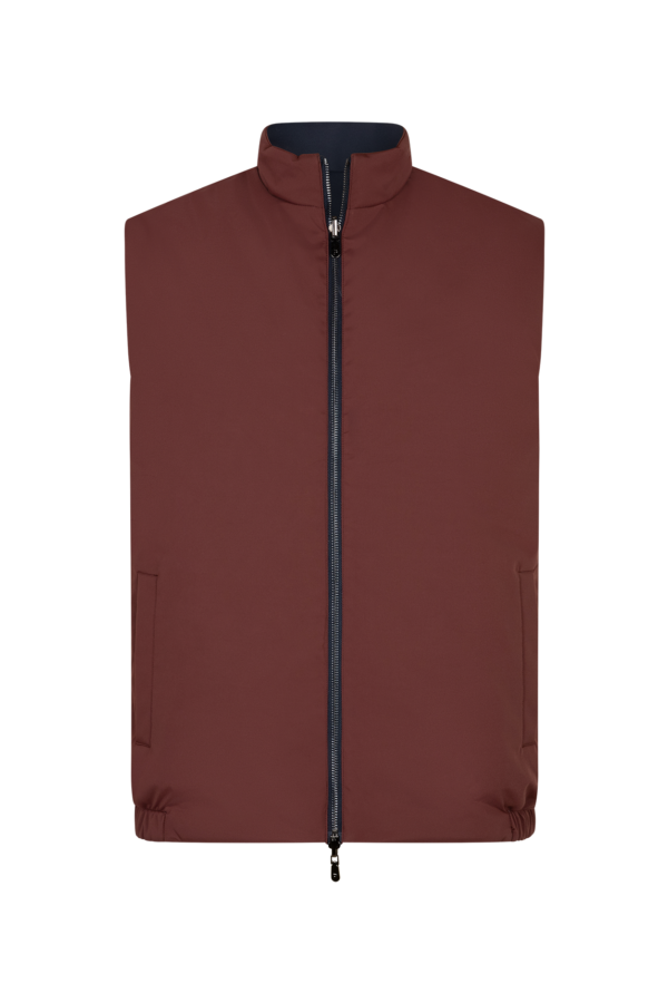 Dark blue and Red win reverseble body warmer