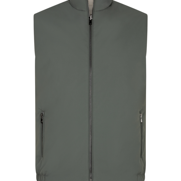 Olive Grey and light beige reverseble body warmer