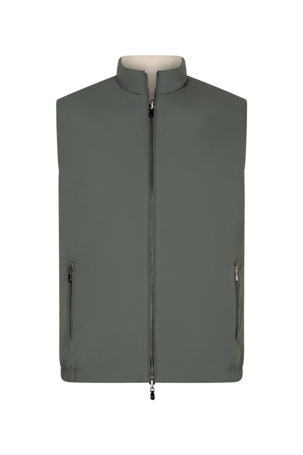 Olive Grey and light beige reverseble body warmer