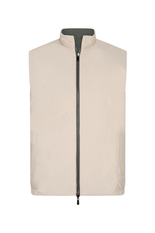 Olive Grey and light beige reverseble body warmer