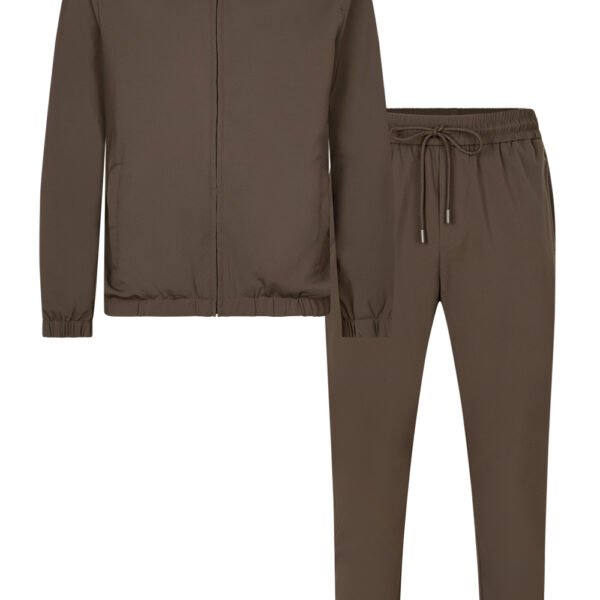Taupe Brown Hooded Techsuit
