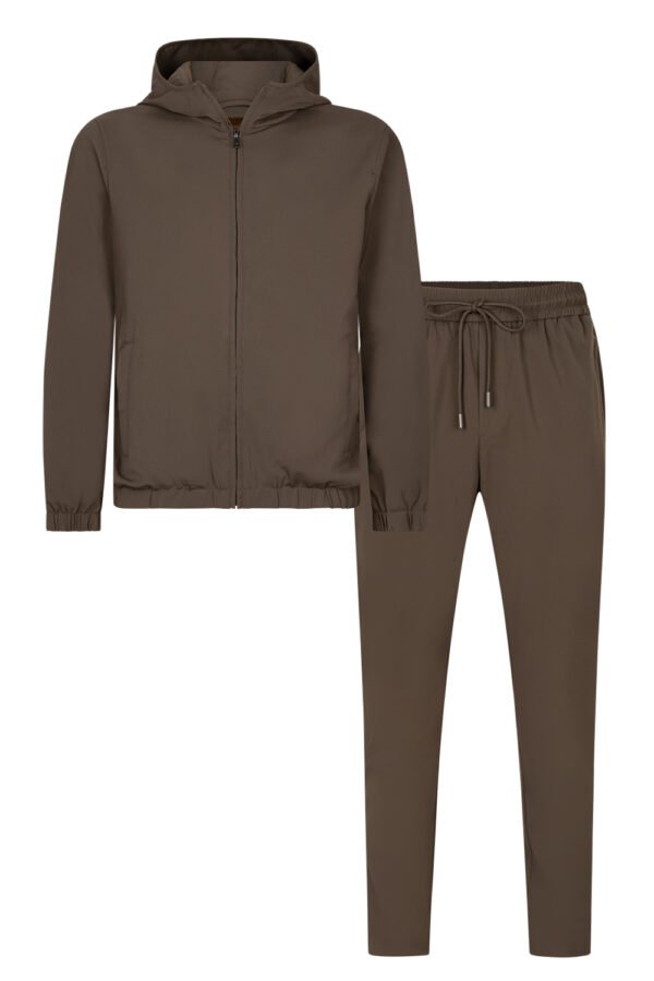 Taupe Brown Hooded Techsuit